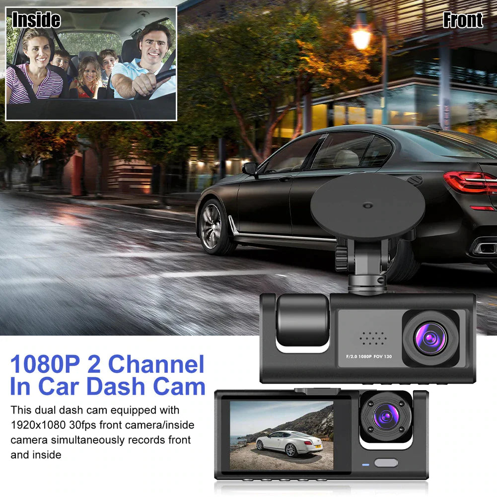 Dual Lens Dash Cam - HD 1080P Front & Rear Camera with G-Sensor