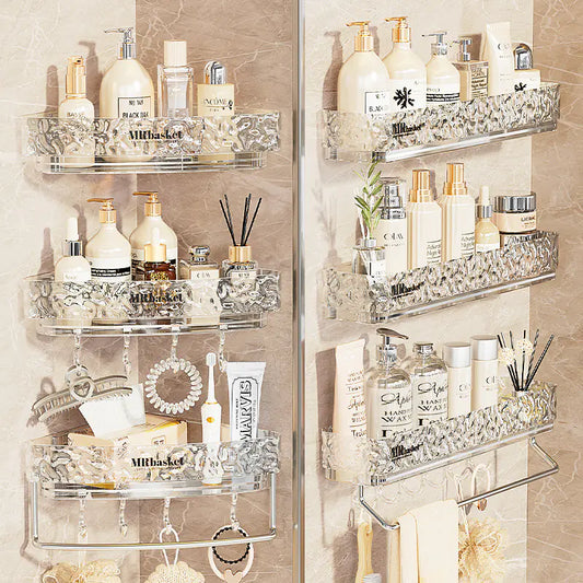 Glacier Pattern Triangular Wall Shelf - Bathroom Corner Organizer