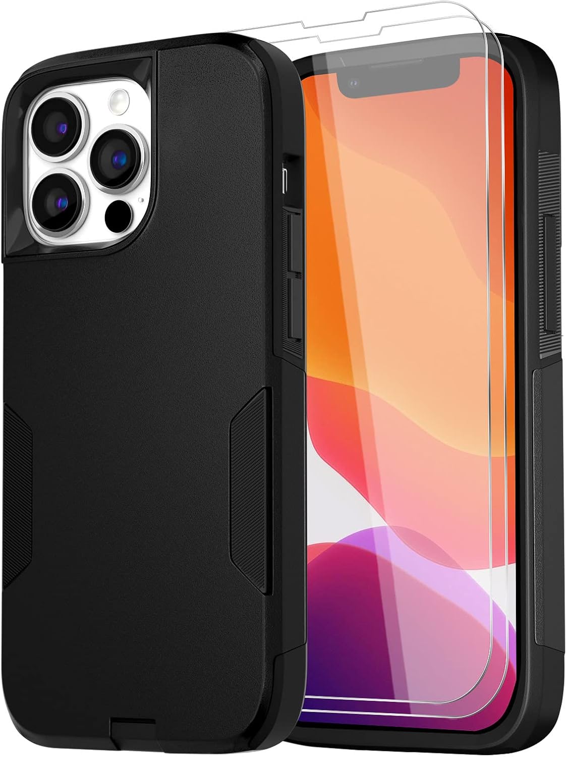 GREWORD iPhone 11 Pro Max Case with 2 Tempered Glass Screen Protectors - Heavy Duty Military Grade Protection 6.5