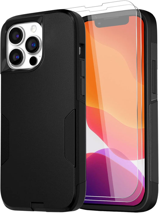 GREWORD iPhone 11 Pro Max Case with 2 Tempered Glass Screen Protectors - Heavy Duty Military Grade Protection 6.5"