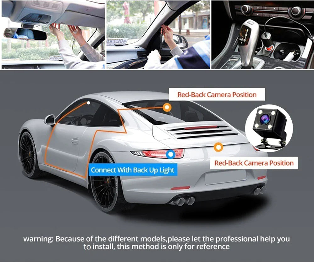 Dual Lens Dash Cam - HD 1080P Front & Rear Camera with G-Sensor