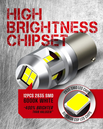 1156 LED Bulb - BA15S Tri-Color Brake, Tail & Backup Light (Amber/Red/White)