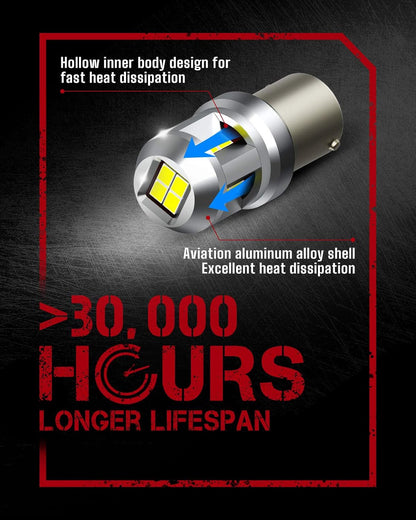 1156 LED Bulb - BA15S Tri-Color Brake, Tail & Backup Light (Amber/Red/White)