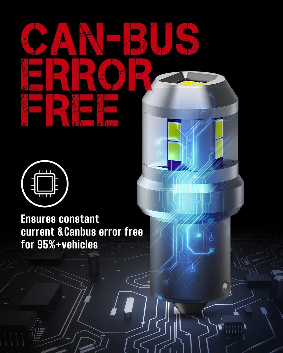 1156 LED Bulb - BA15S Tri-Color Brake, Tail & Backup Light (Amber/Red/White)