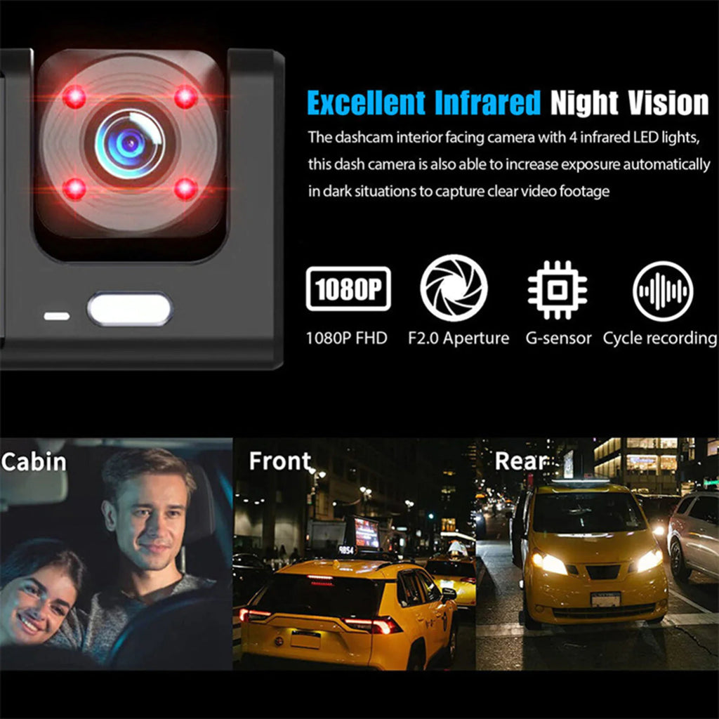 Dual Lens Dash Cam - HD 1080P Front & Rear Camera with G-Sensor