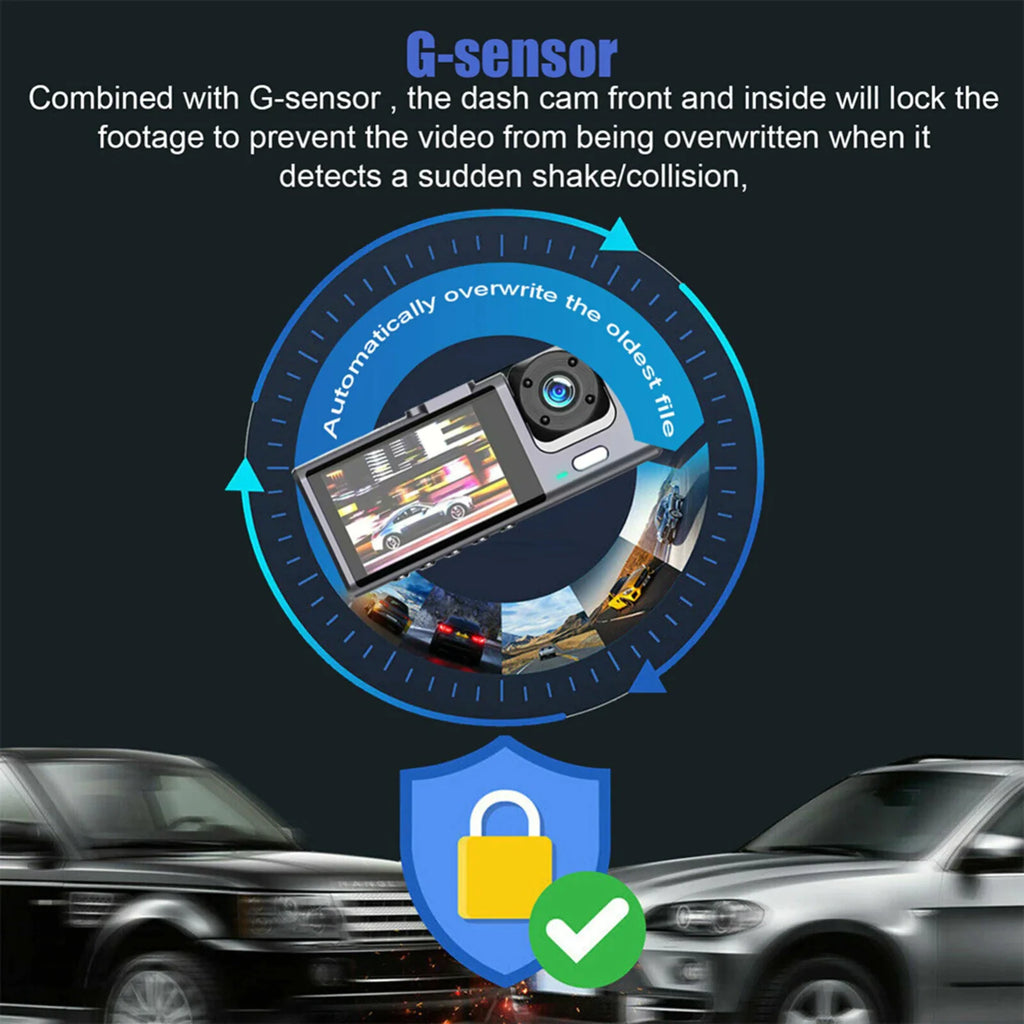 Dual Lens Dash Cam - HD 1080P Front & Rear Camera with G-Sensor