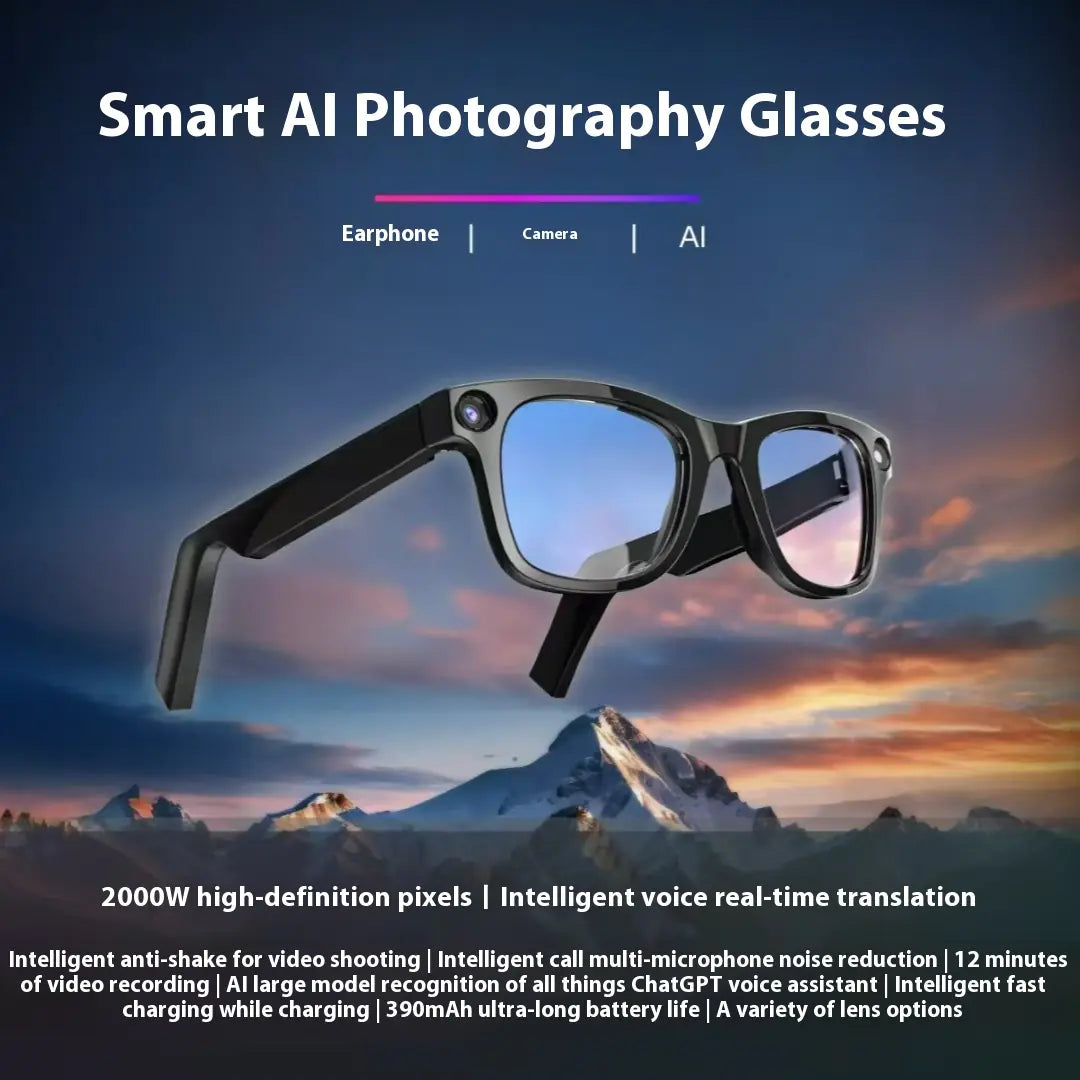 AI Camera Smart Glasses - HD Video Recording, Translation & Voice Control
