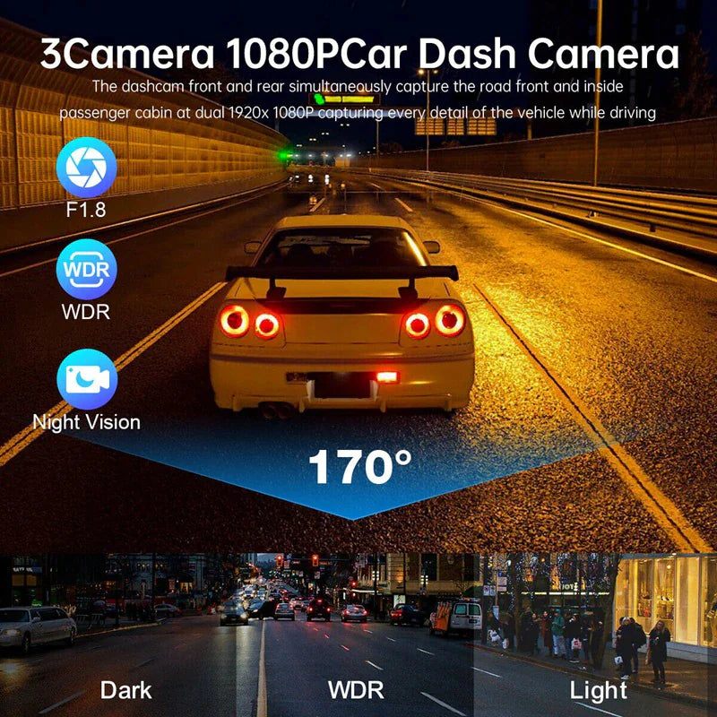 Dual Lens Dash Cam - HD 1080P Front & Rear Camera with G-Sensor
