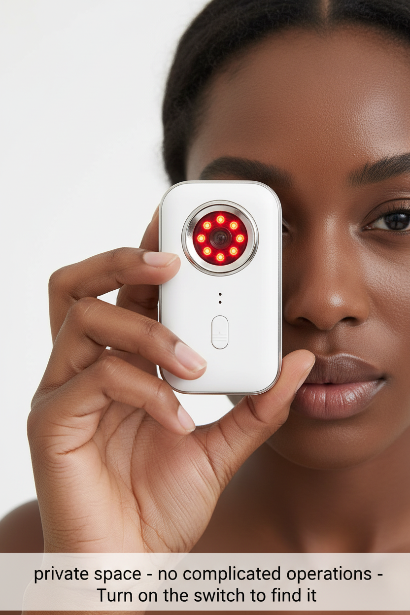 Black woman using detector device close-up