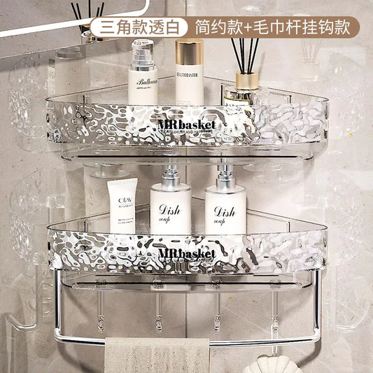 Glacier Pattern Triangular Wall Shelf - Bathroom Corner Organizer