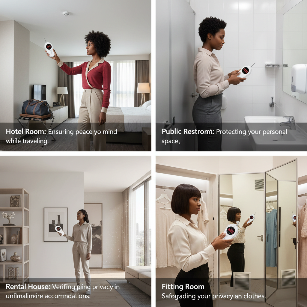 Four scenarios showing detector use in different locations