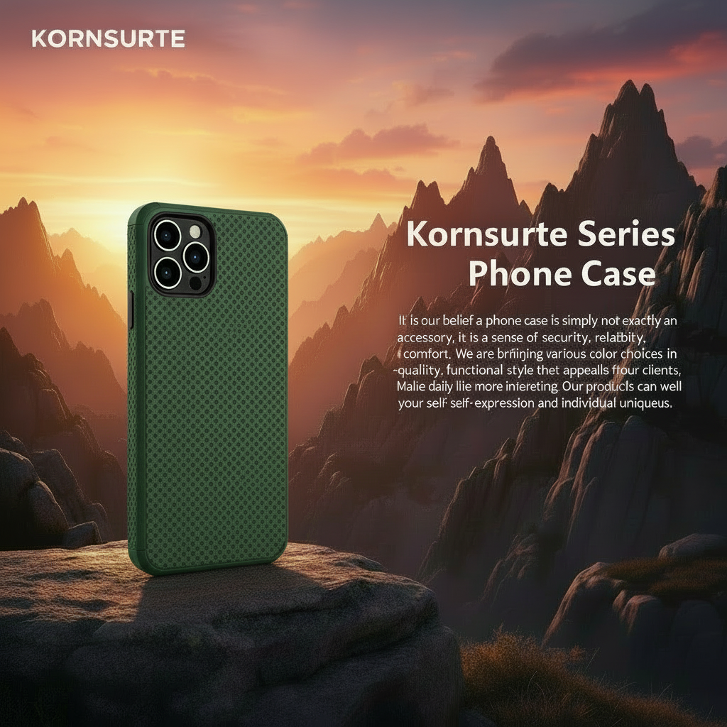 Kornsurte iPhone Cooling Case with Screen & Lens Protectors - Dark Green Mesh