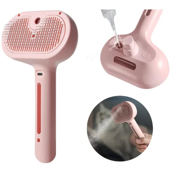 Pet Hair Spray Brush - 3-in-1 Grooming Tool for Dogs & Cats