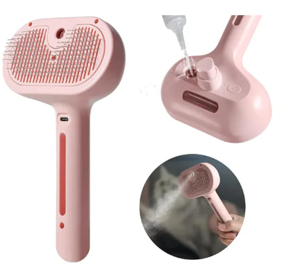 Pet Hair Spray Brush - 3-in-1 Grooming Tool for Dogs & Cats
