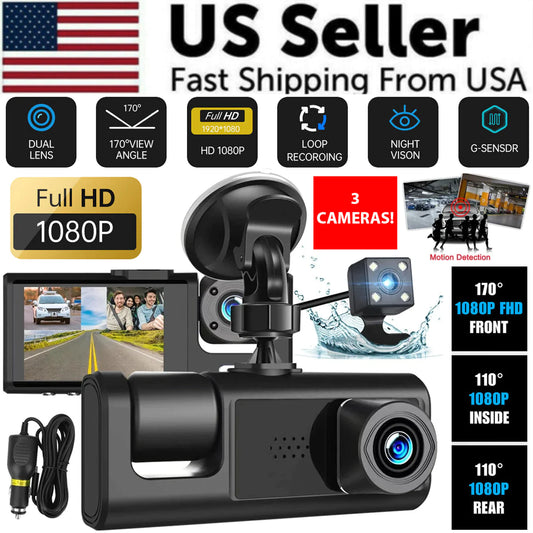 Dual Lens Dash Cam - HD 1080P Front & Rear Camera with G-Sensor