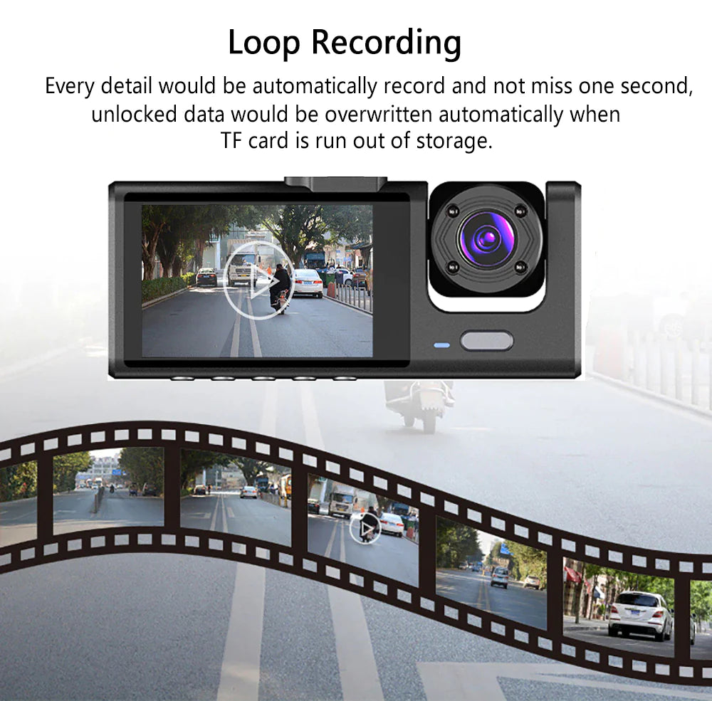 Dual Lens Dash Cam - HD 1080P Front & Rear Camera with G-Sensor