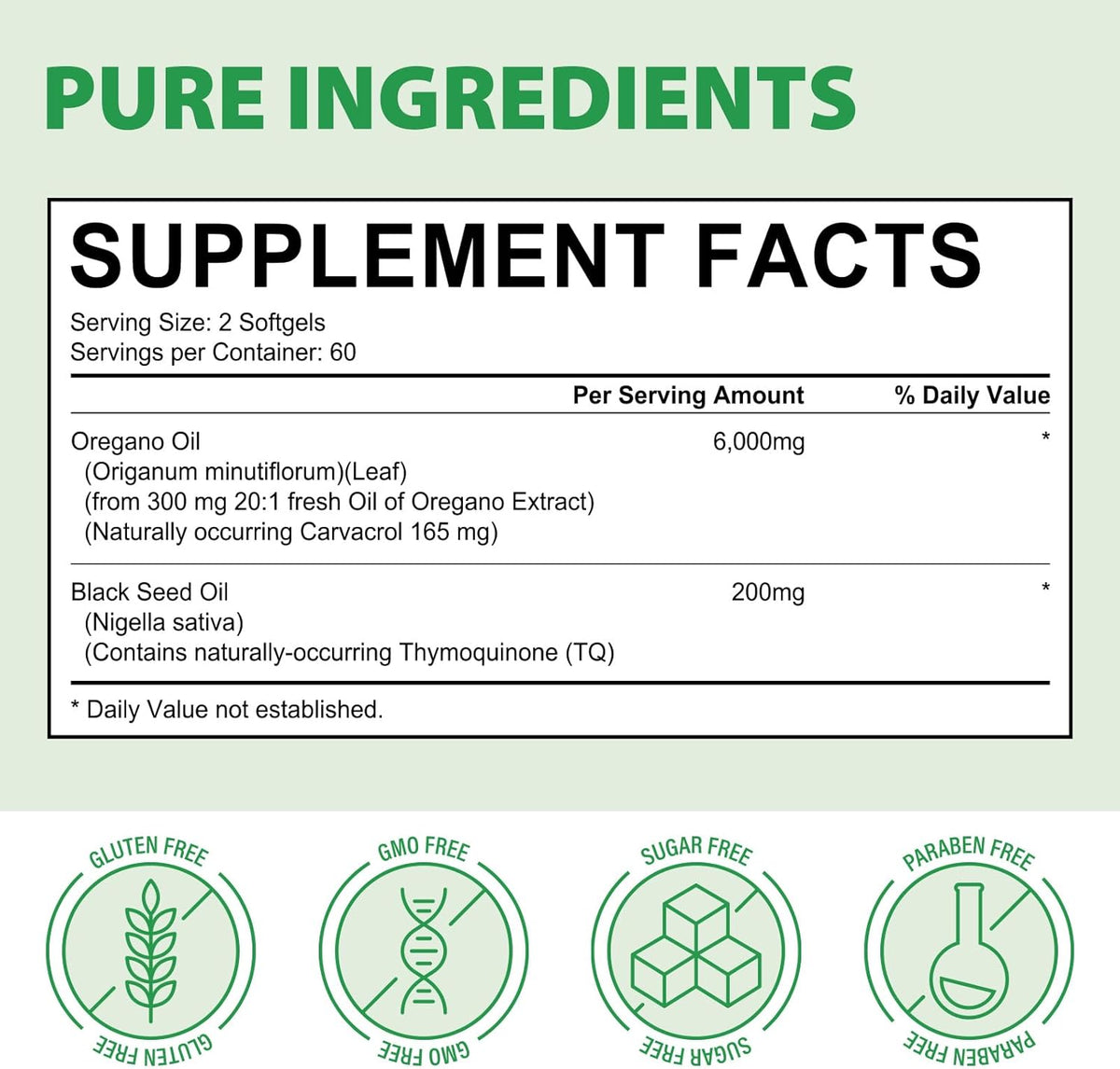 Oil of Oregano Softgels 6000mg with Black Seed Oil - 2 Pack (240 Capsules)