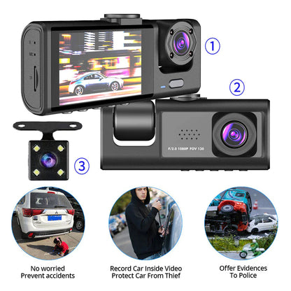 Dual Lens Dash Cam - HD 1080P Front & Rear Camera with G-Sensor