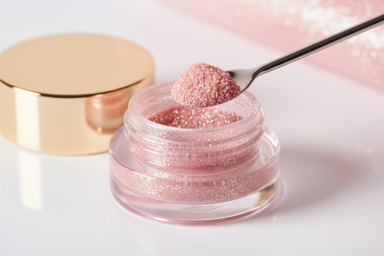 rose quartz shimmer nail powder polish