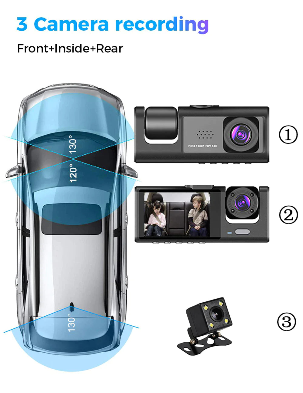 Dual Lens Dash Cam - HD 1080P Front & Rear Camera with G-Sensor