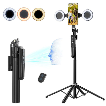M MYBAT PRO 72" Auto Face Tracking Tripod - Professional Travel Stand with Remote & LED Light
