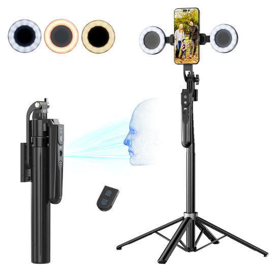 M MYBAT PRO 72" Auto Face Tracking Tripod - Professional Travel Stand with Remote & LED Light
