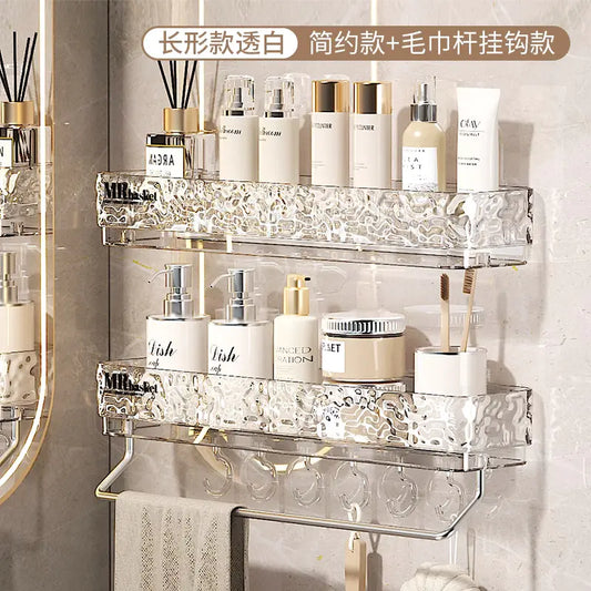 Glacier Pattern Triangular Wall Shelf - Bathroom Corner Organizer