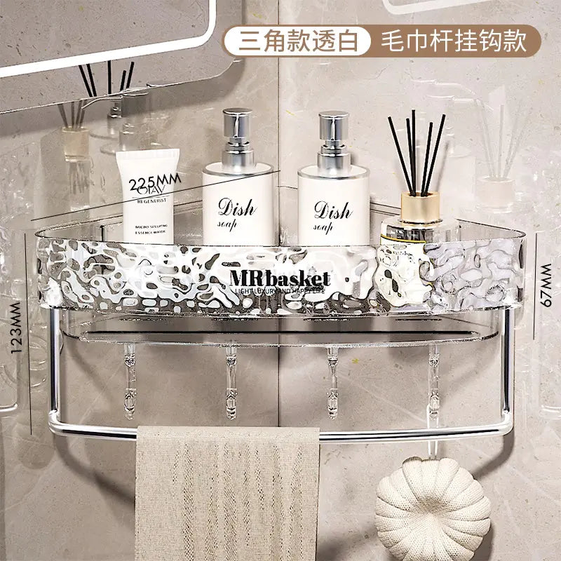 Glacier Pattern Triangular Wall Shelf - Bathroom Corner Organizer