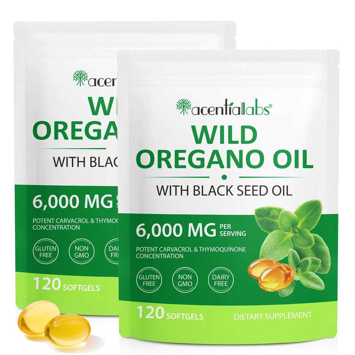 Oil of Oregano Softgels 6000mg with Black Seed Oil - 2 Pack (240 Capsules)