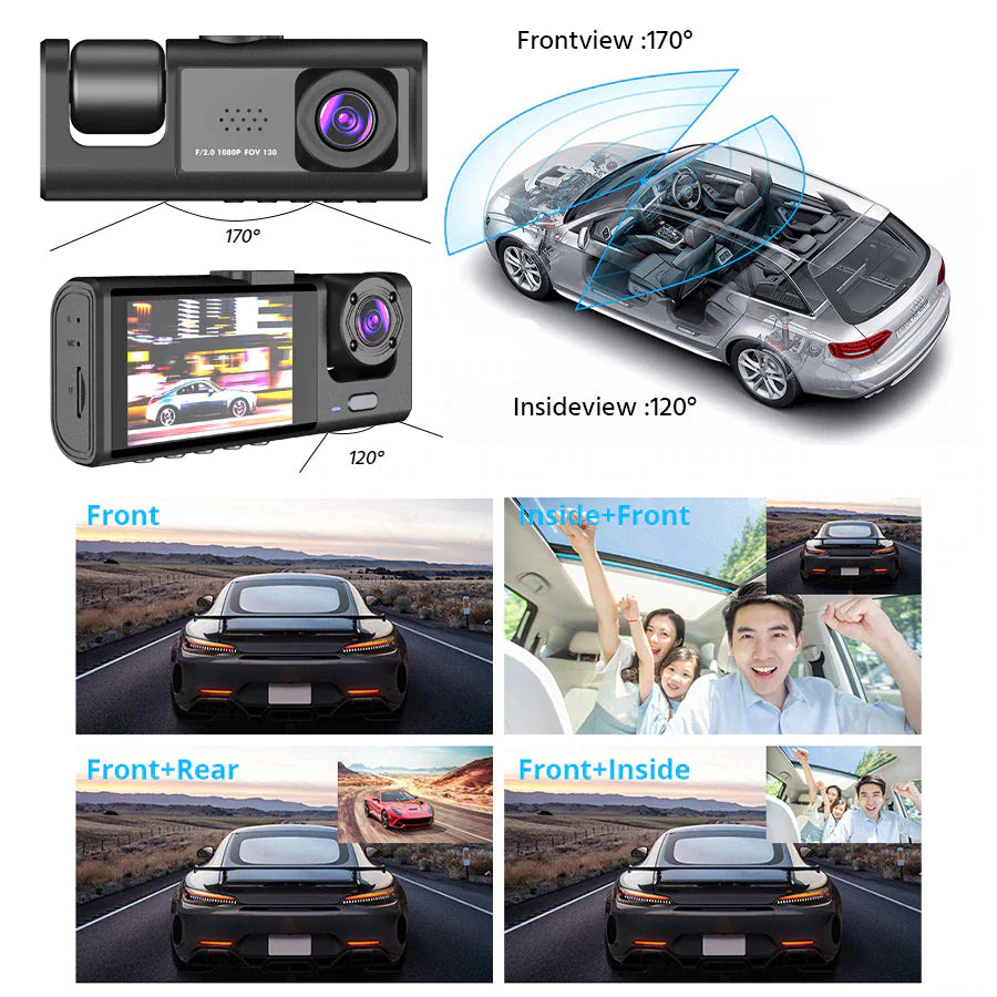 Dual Lens Dash Cam - HD 1080P Front & Rear Camera with G-Sensor